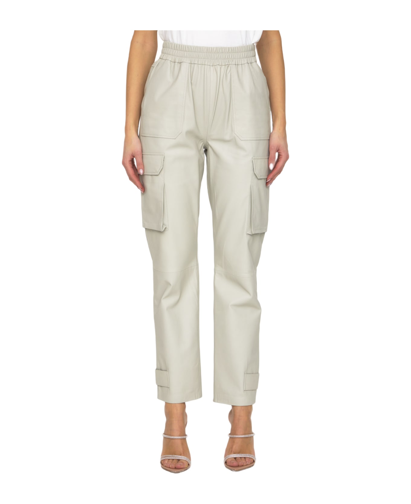 ARMA Leather Cargo Pants - BEIGE