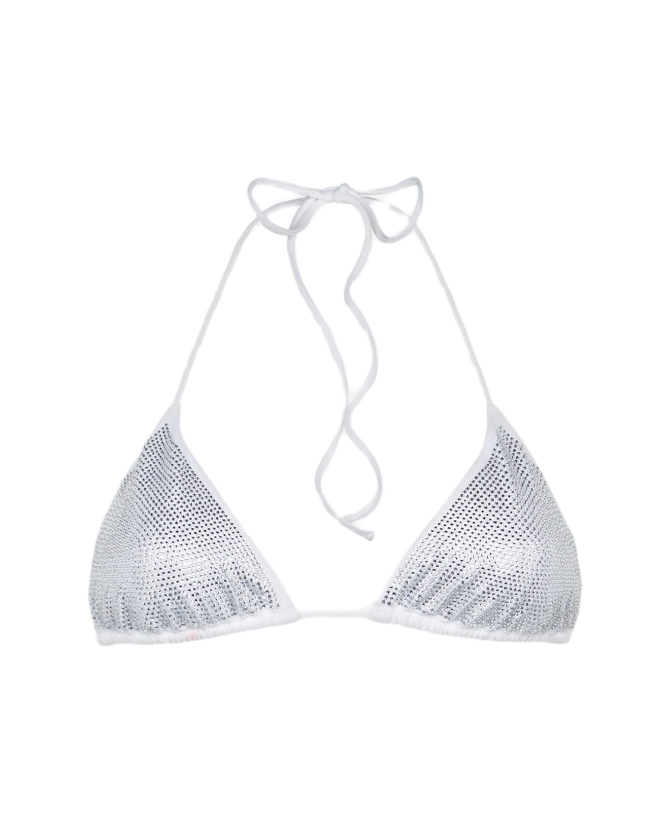 MC2 Saint Barth Woman Triangle Top Swimsuit With Silver Strass - WHITE 水着