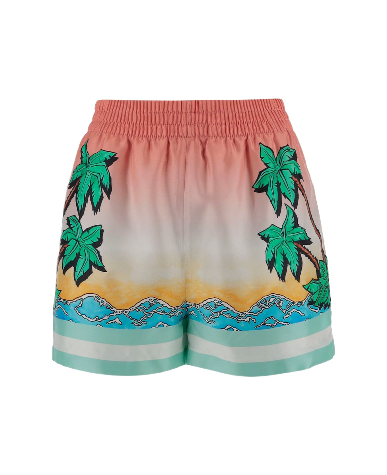 Casablanca Short Pants With Silk Graphic Print - Red