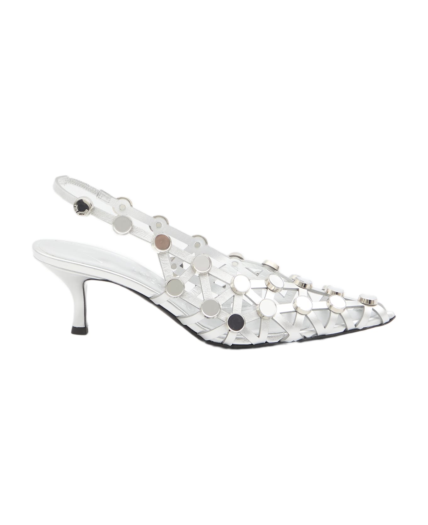 The Attico Grid Slingback - Argento