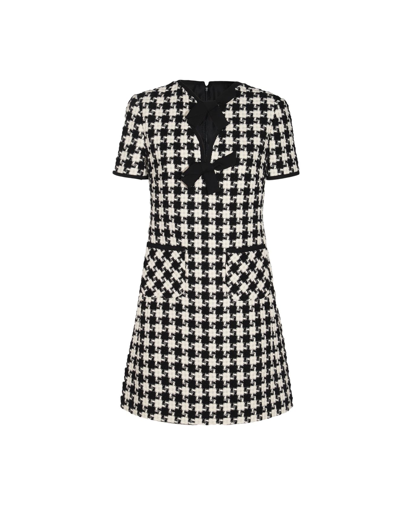 Valentino White And Black Mini Dress - Ivory