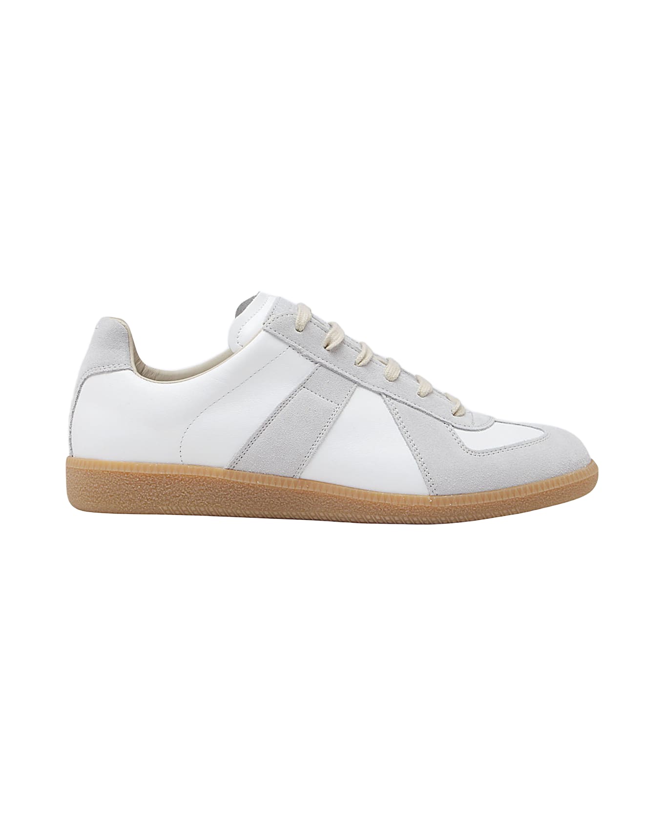 Maison Margiela White And Grey Leather Replica Sneakers - Beige