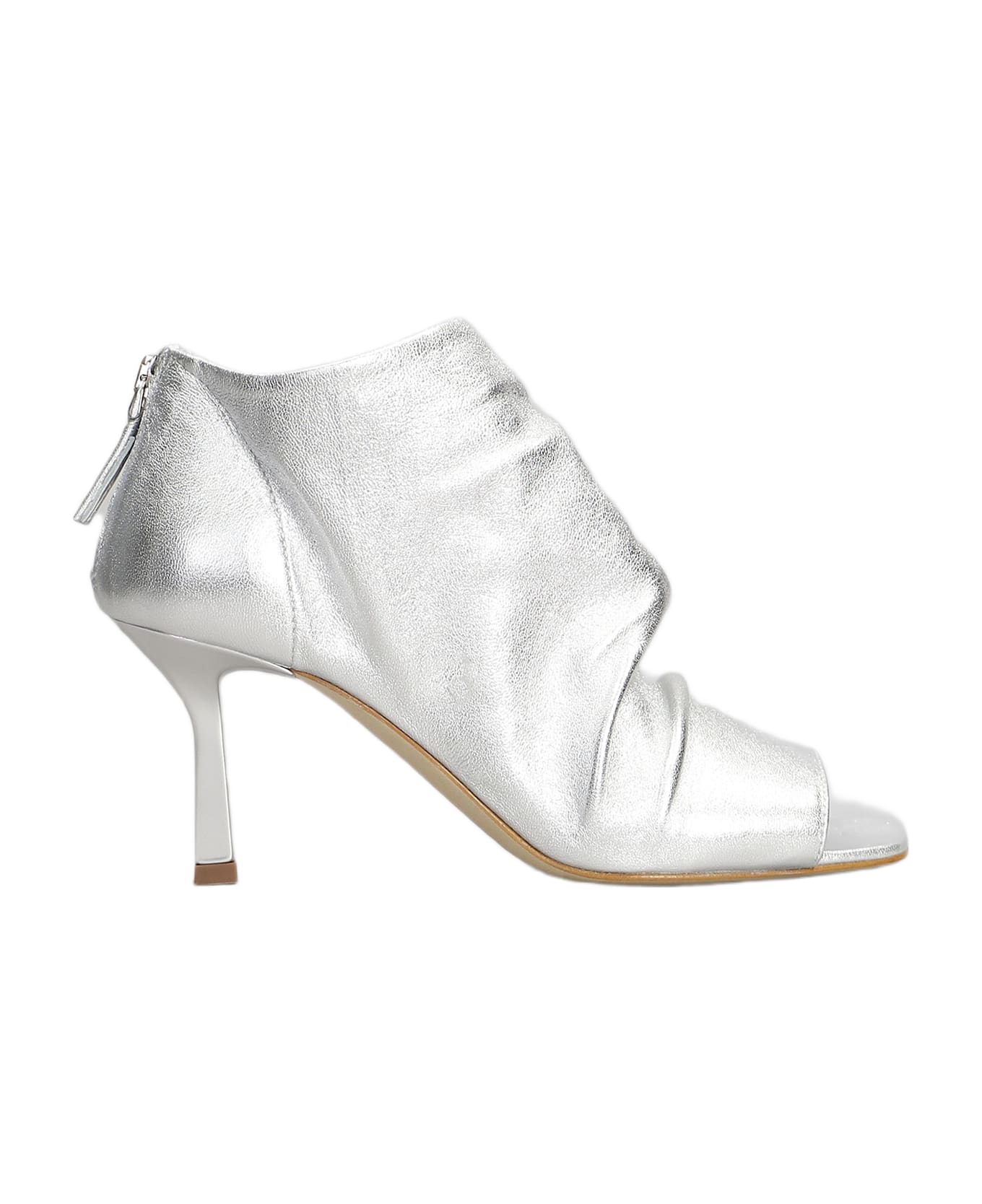 The Seller High Heels Ankle Boots In Silver Leather - silver