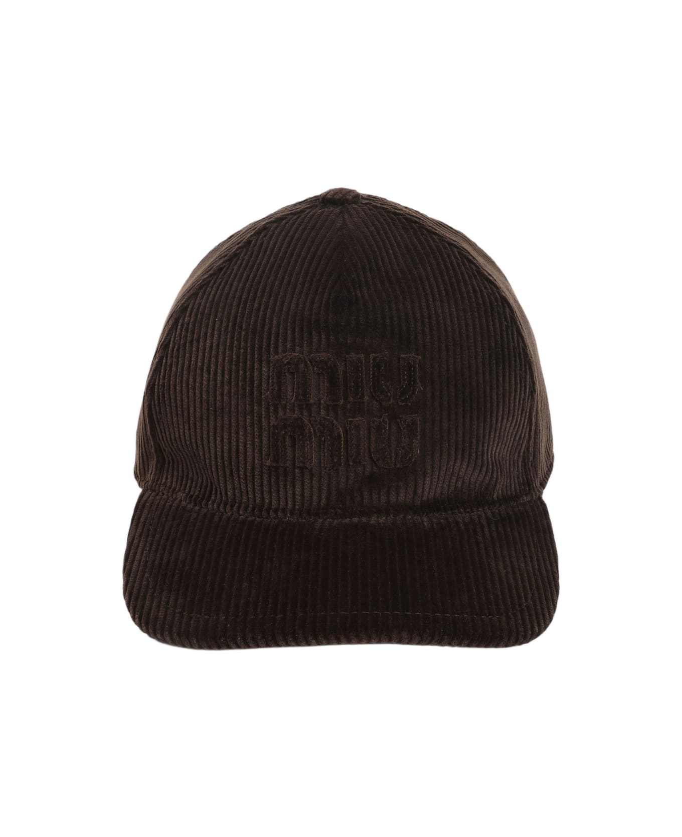 Miu Miu Cotton Baseball Logo Hat - Ebano