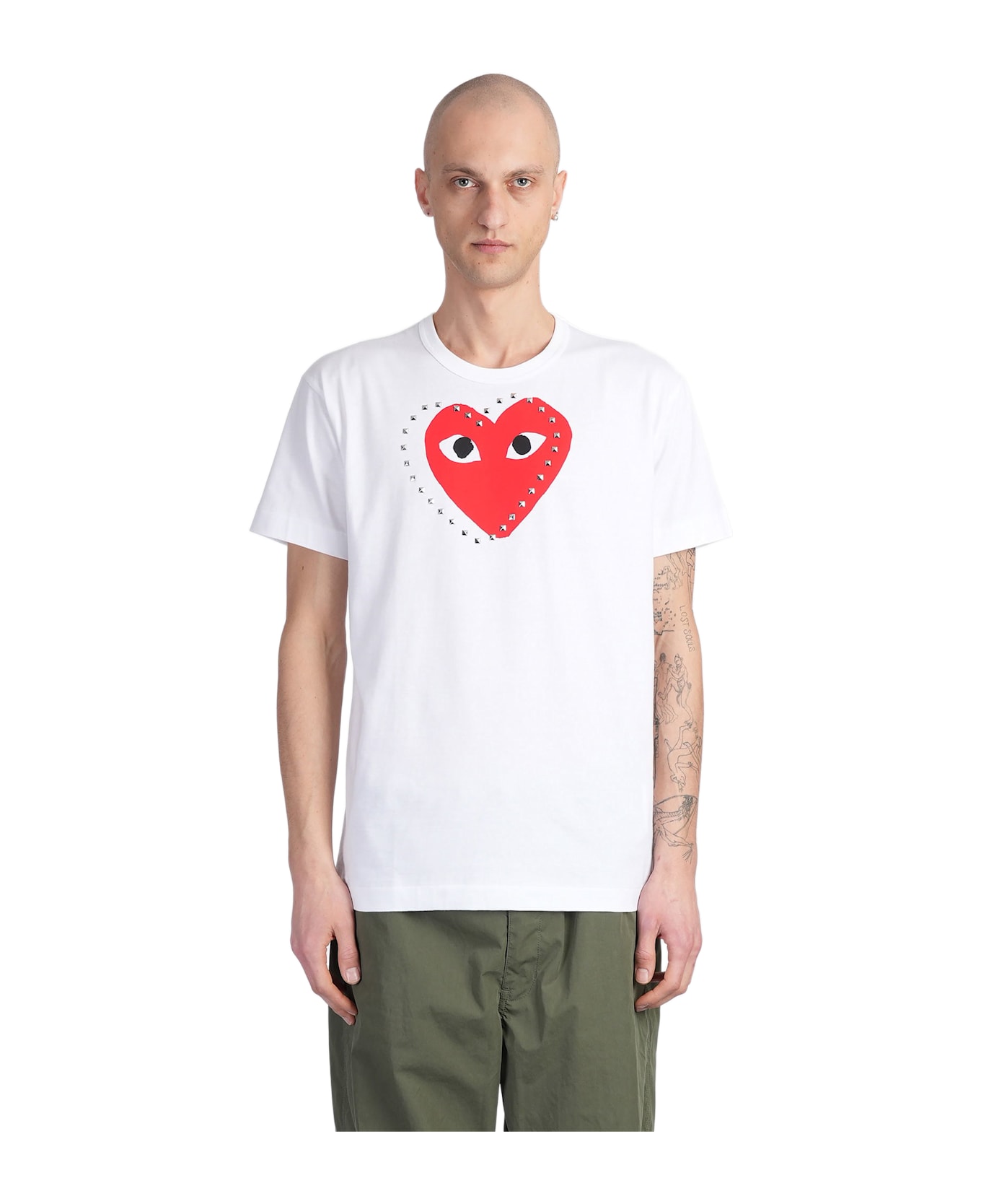 Comme des Garçons Play T-shirt In White Cotton - white
