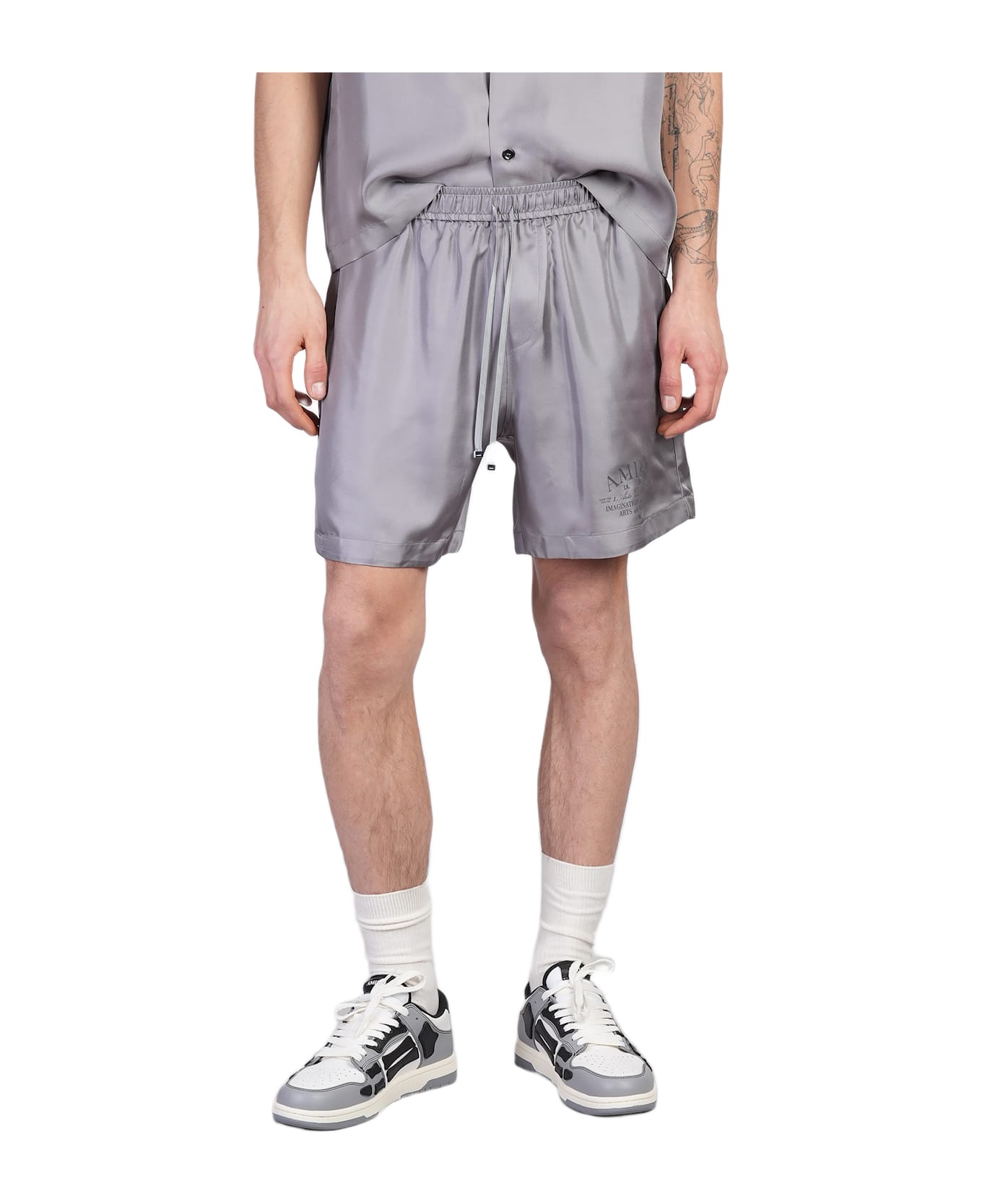 AMIRI Shorts In Grey Silk - grey