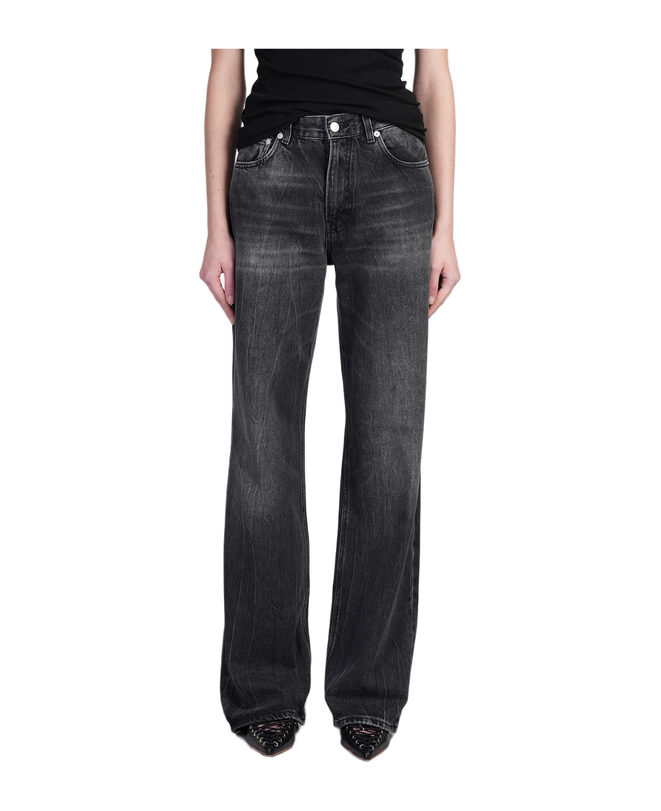 Haikure Korea Jeans In Black Denim - black