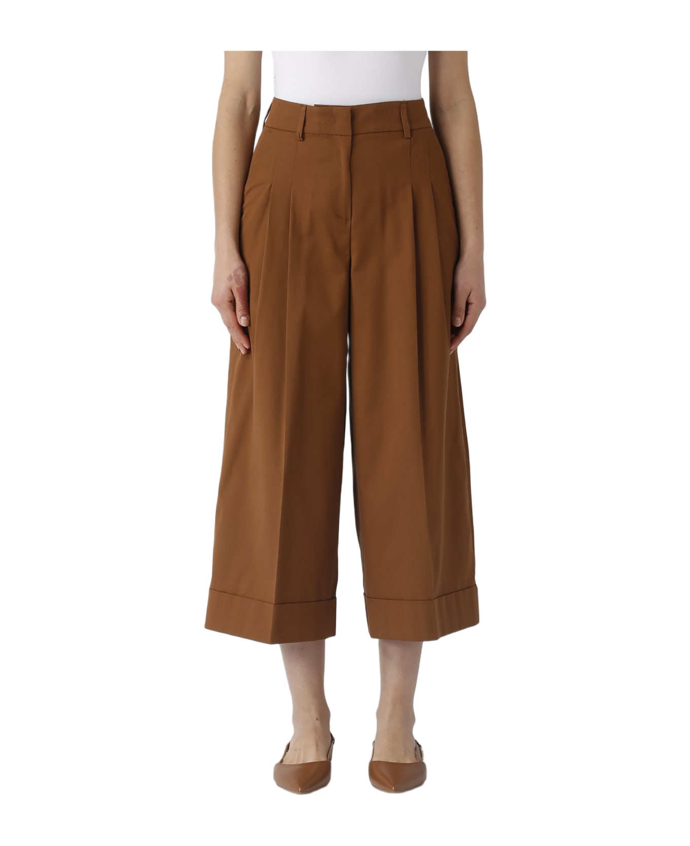 PT01 Cotton Trousers - TABACCO