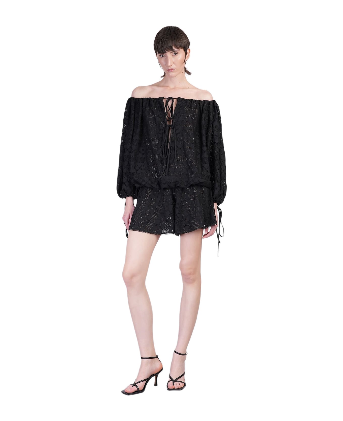 The Andamane Wilma Playsuit Jumpsuit In Black Cotton - black