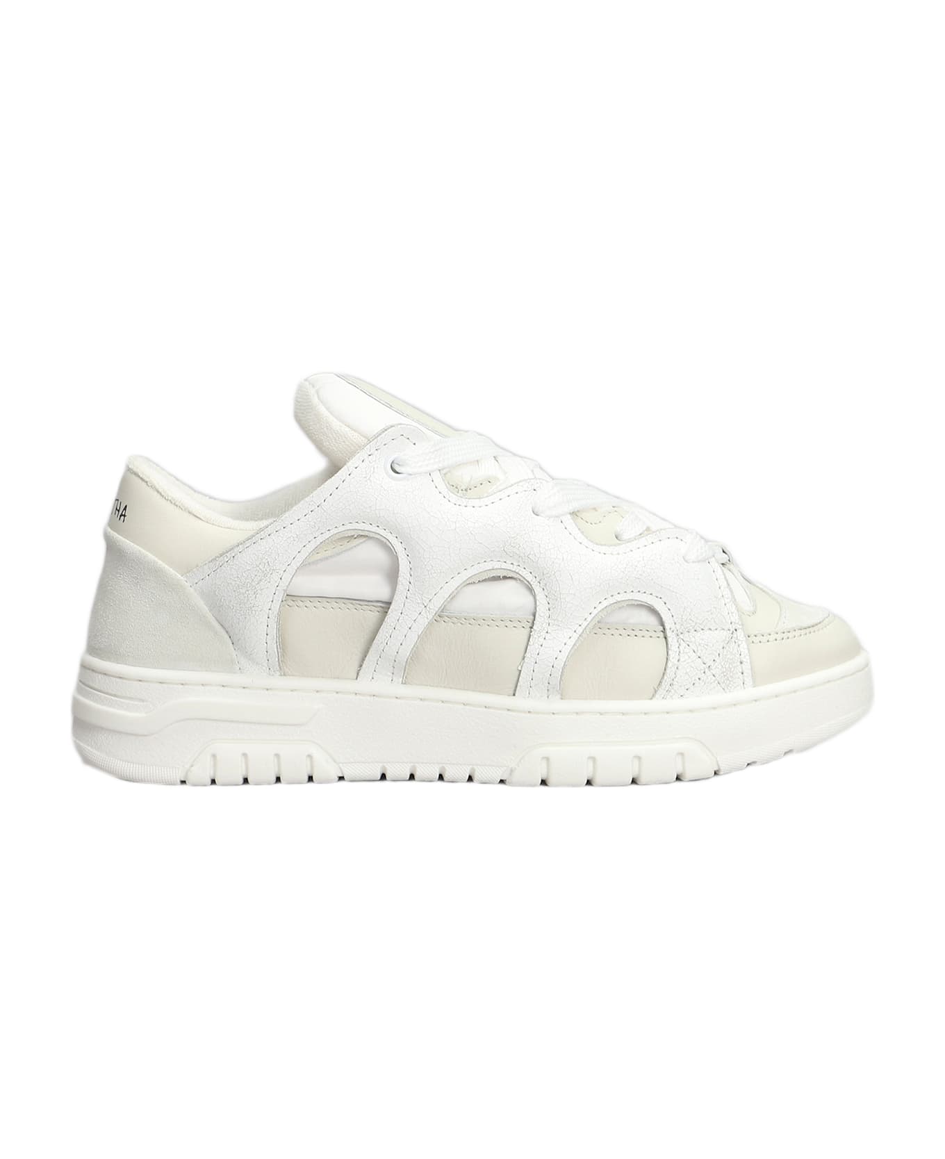 Paura Santha 1 Sneakers In White Leather And Fabric - white