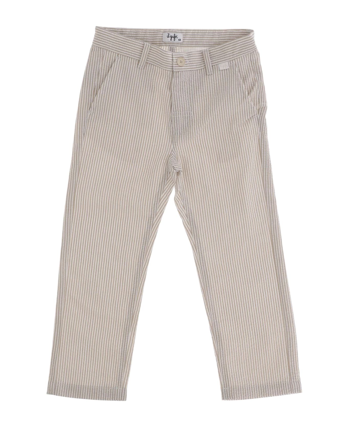 Il Gufo Cotton Pants With Striped Pattern - Rope