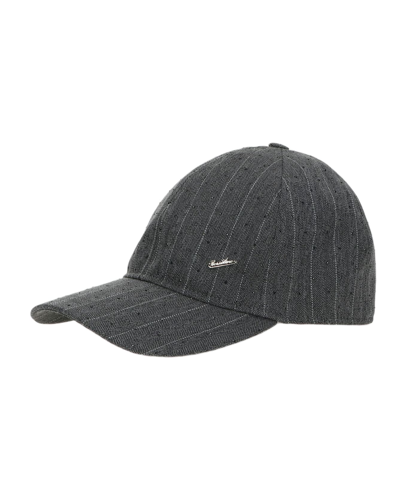 Borsalino Baseball Cap Pinstripe Shiny - BLACK