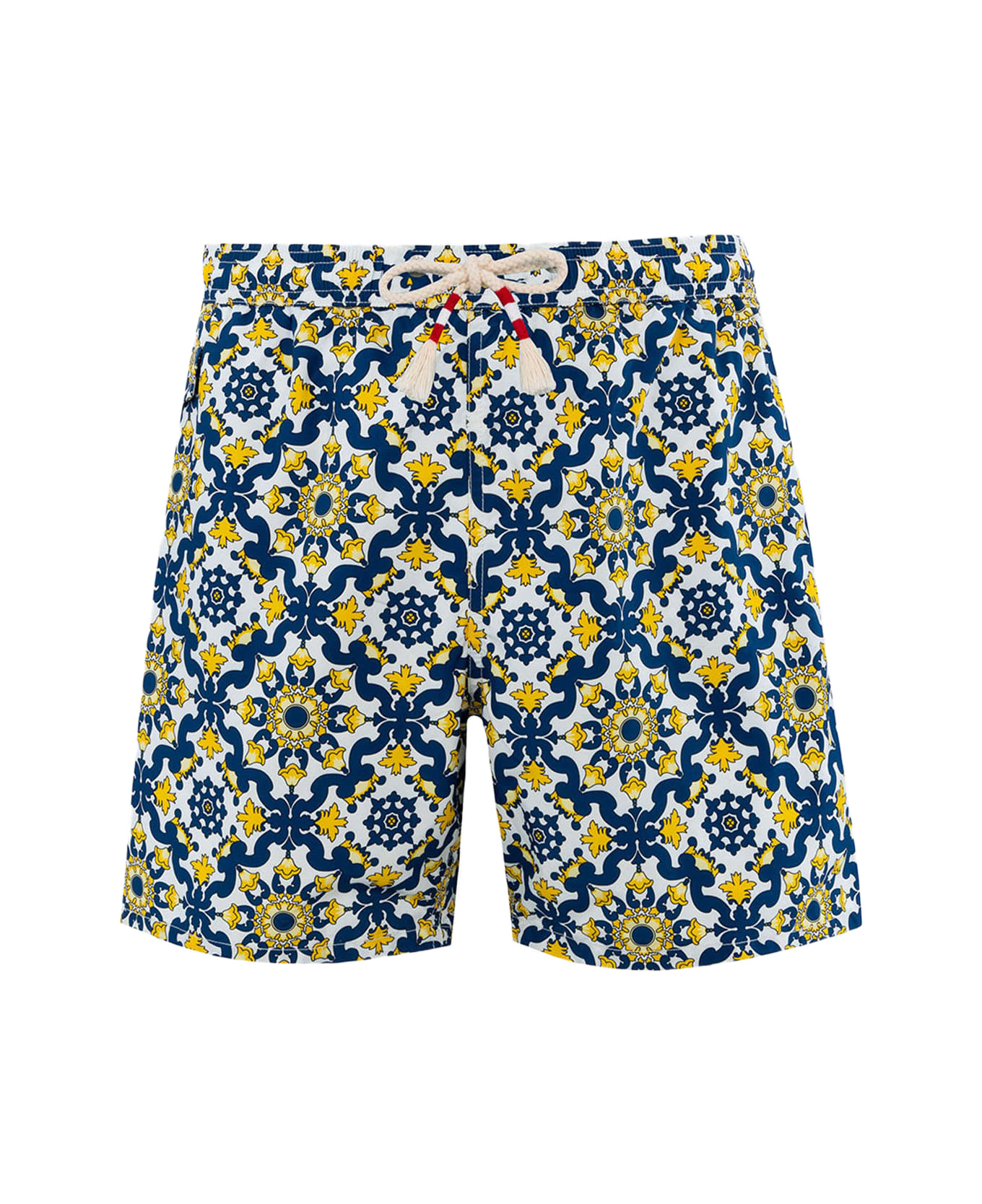 MC2 Saint Barth Man Lightweight Fabric Swim-shorts Lighting 70 With Majolica Print - BLUE