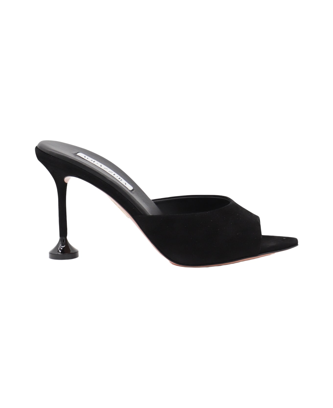 Aquazzura Black Leather Bisous Mule 85 Sandals - Black