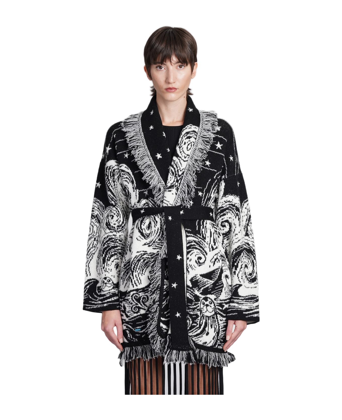 Alanui Cardigan In Black Wool - black