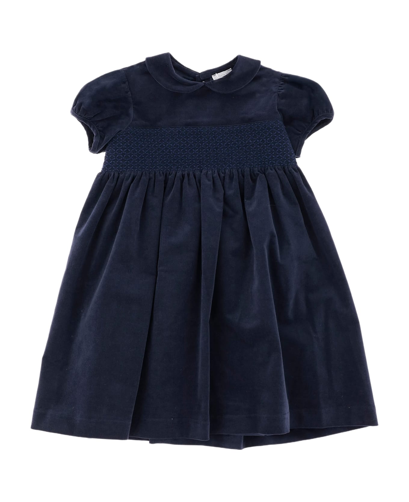 Nicoletta Fanna Stretch Cotton Dress With Smocking - Blue