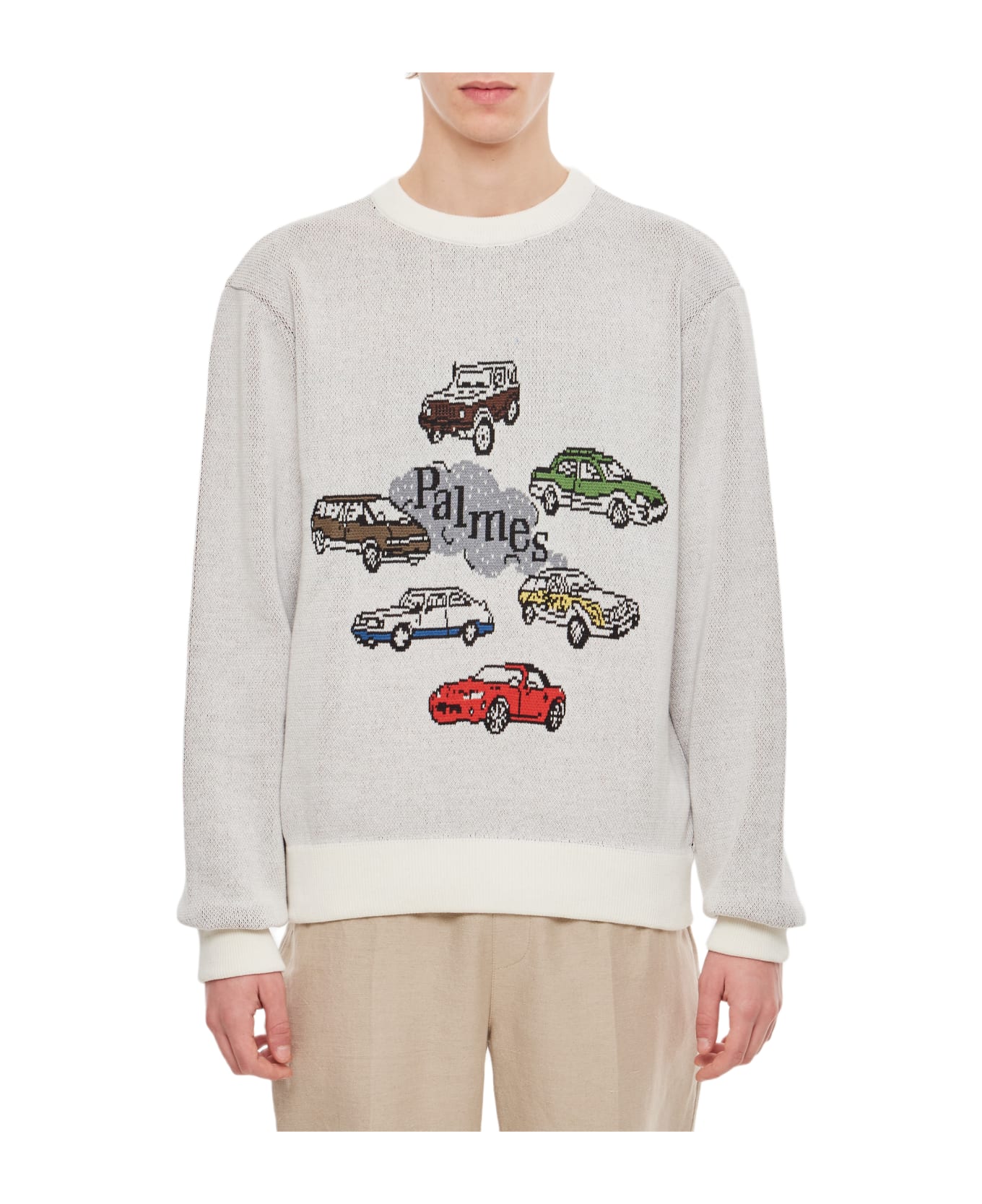 Palmes Cars Knitted Sweater - White