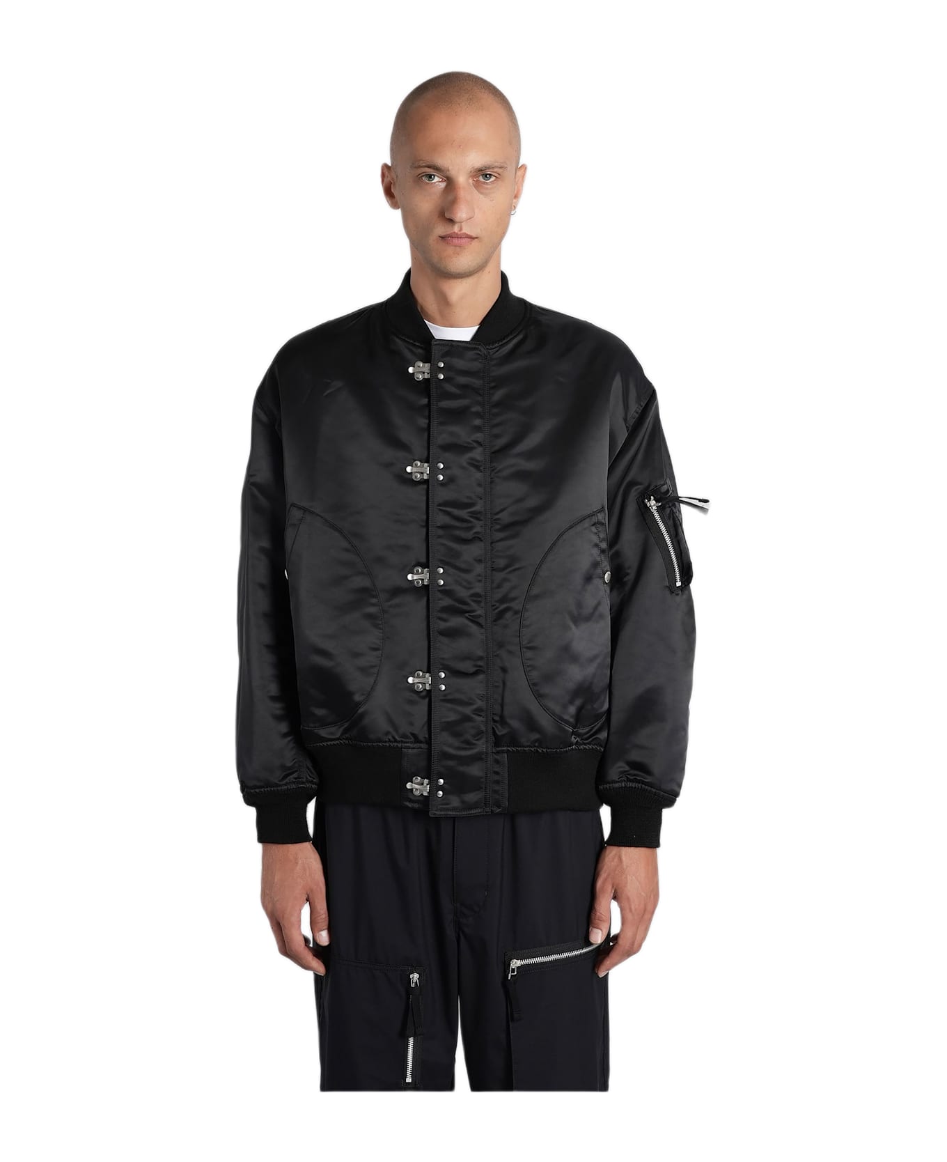 Comme des Garçons Homme Bomber Jacket In Black Nylon - black