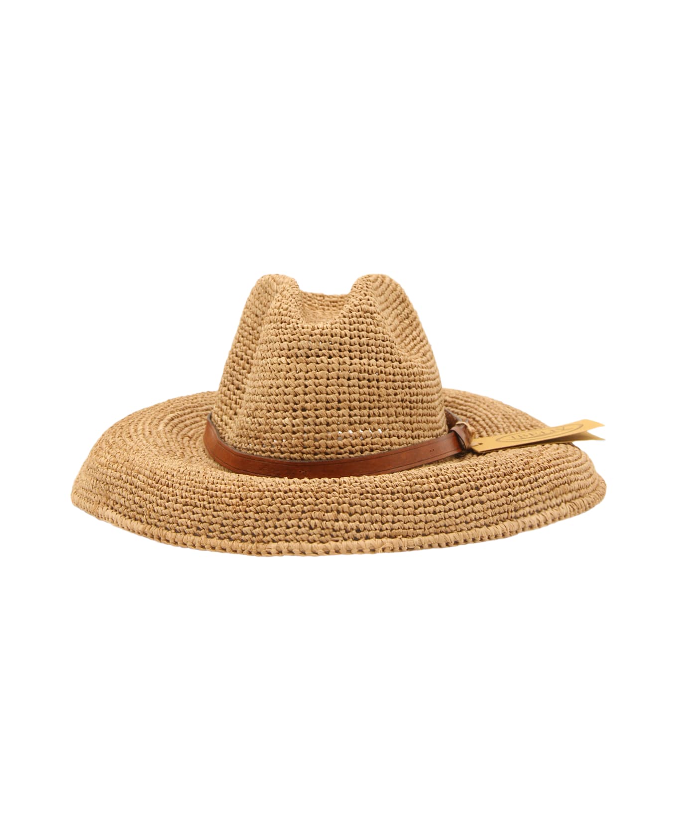 Ibeliv Natural Raffia And Brown Leather Safari Hat 帽子