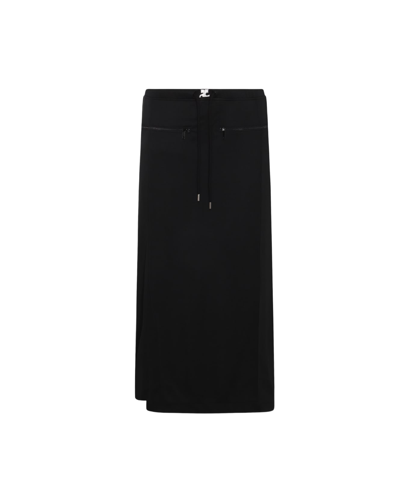 Courrèges Black Cotton Midi Skirt - Black スカート