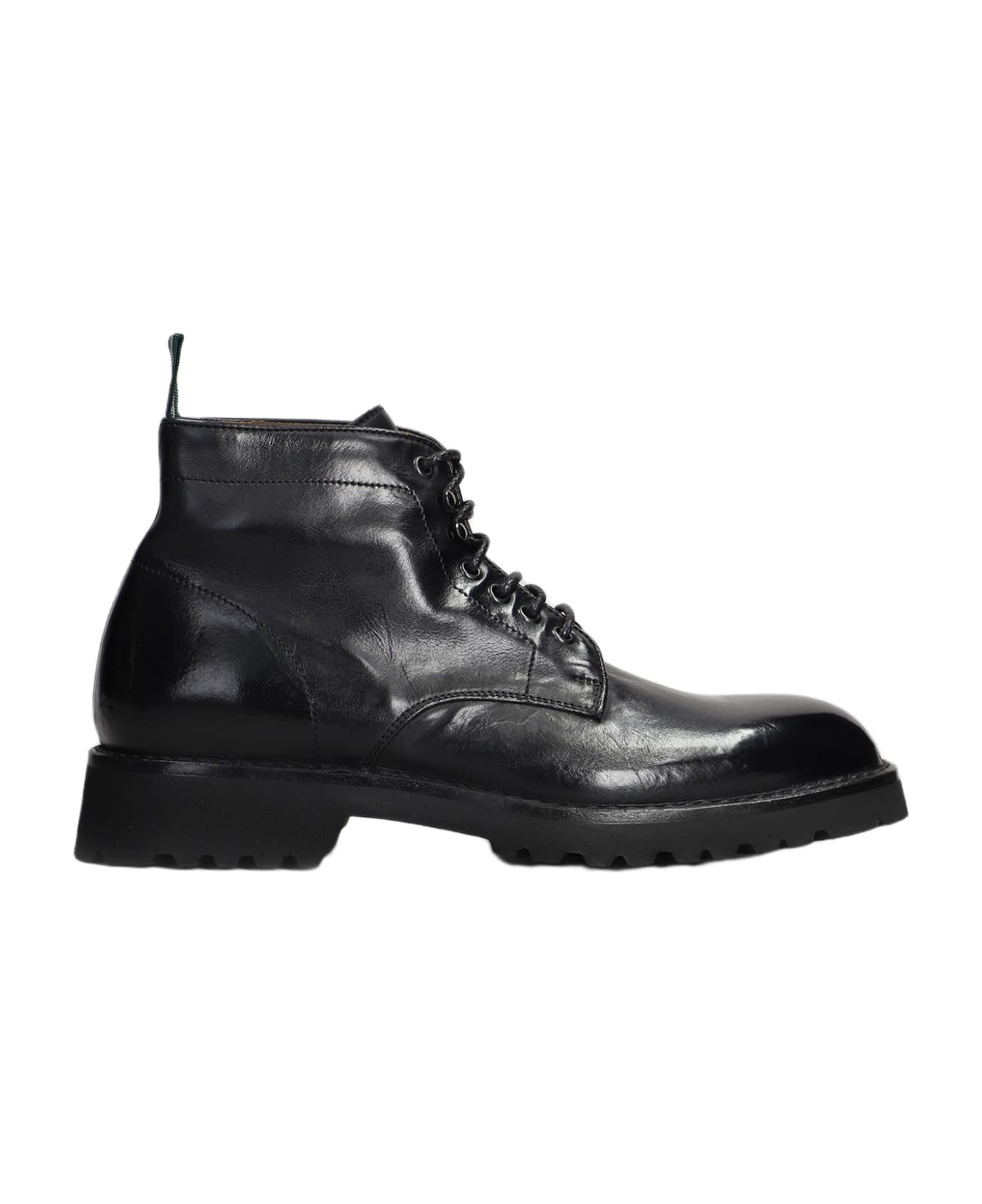 Green George Lace Up Shoes In Black Leather - black