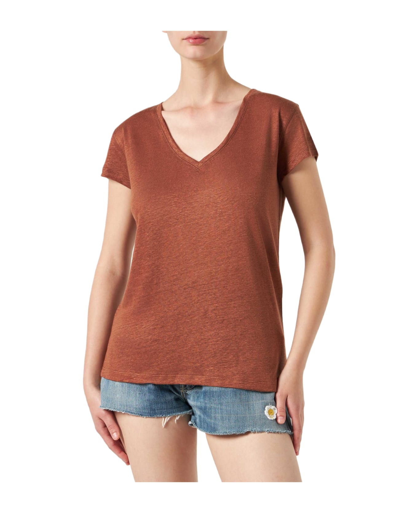 MC2 Saint Barth Woman Brown Linen T-shirt - BROWN