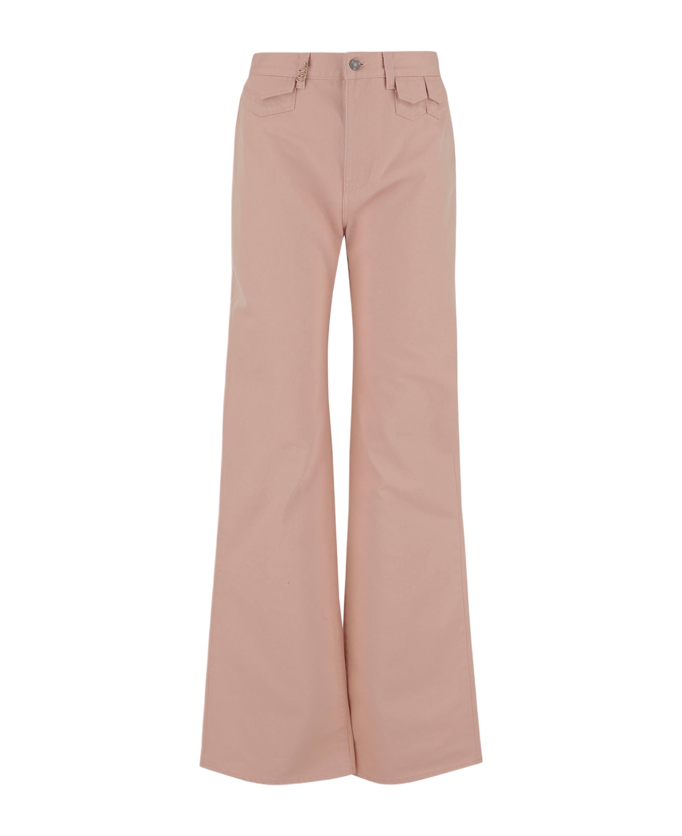 Chloé High Waist Cotton Flare Jeans - Pink