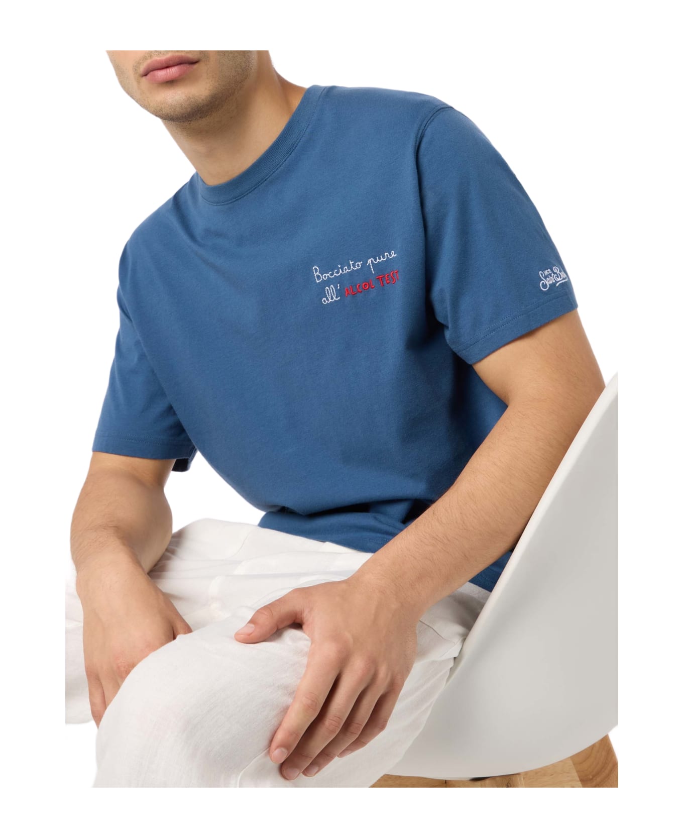 MC2 Saint Barth Man Classic Fit Cotton Jersey T-shirt Portofino With Bocciato Pure All
alcol Test Embroidery - BLUE
