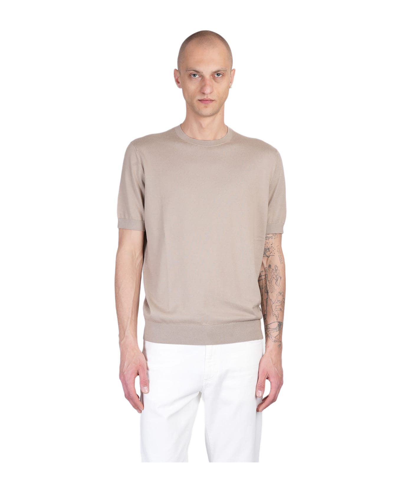 Zegna T-shirt In Taupe Cotton - taupe