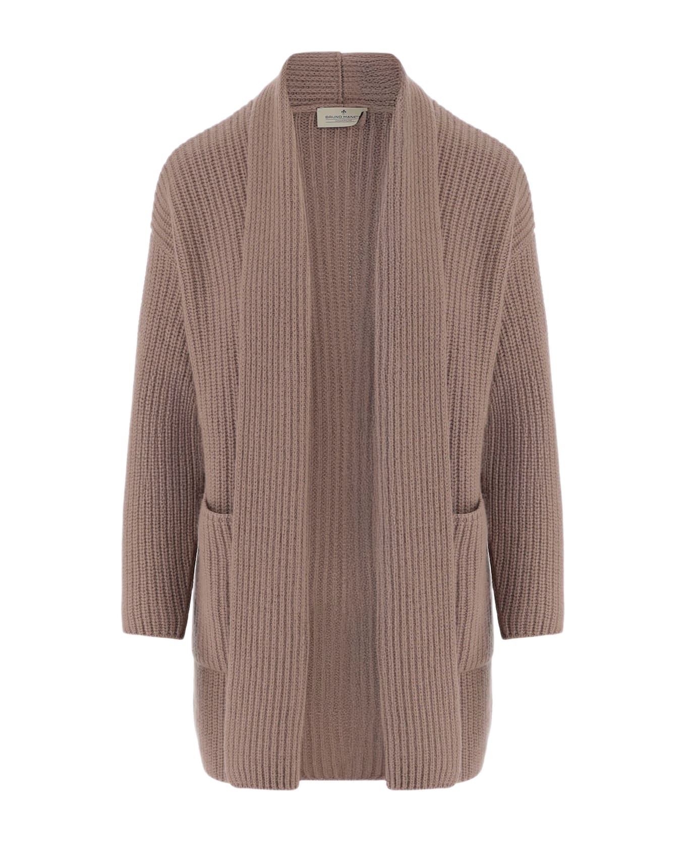 Bruno Manetti Cashmere Cardigan With Ribbed Knit - Beige