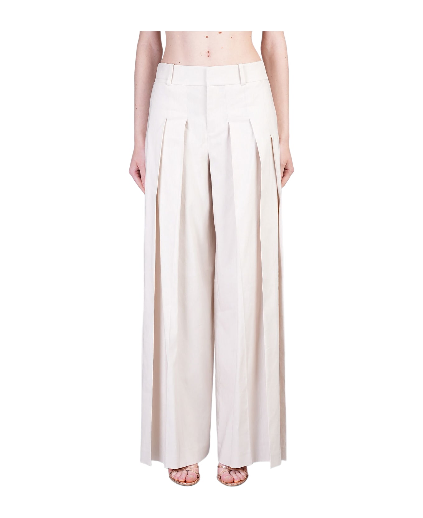 Alice + Olivia Simon Pants In Beige Linen - beige