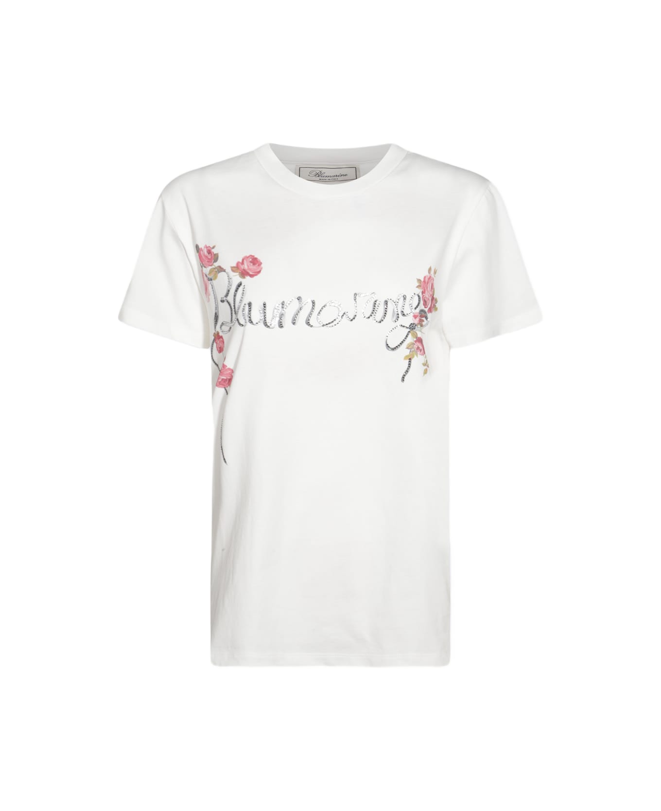 Blumarine White Multicolour Cotton T-shirt - OPTICAL WHITE