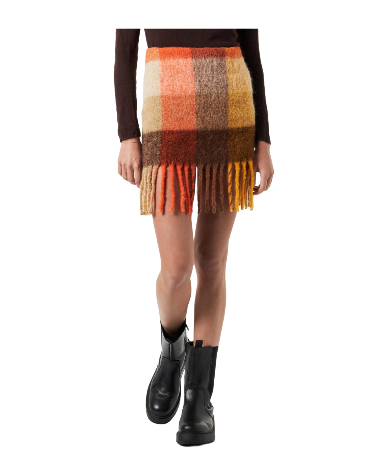 MC2 Saint Barth Woman Skirt With Fringes - BROWN