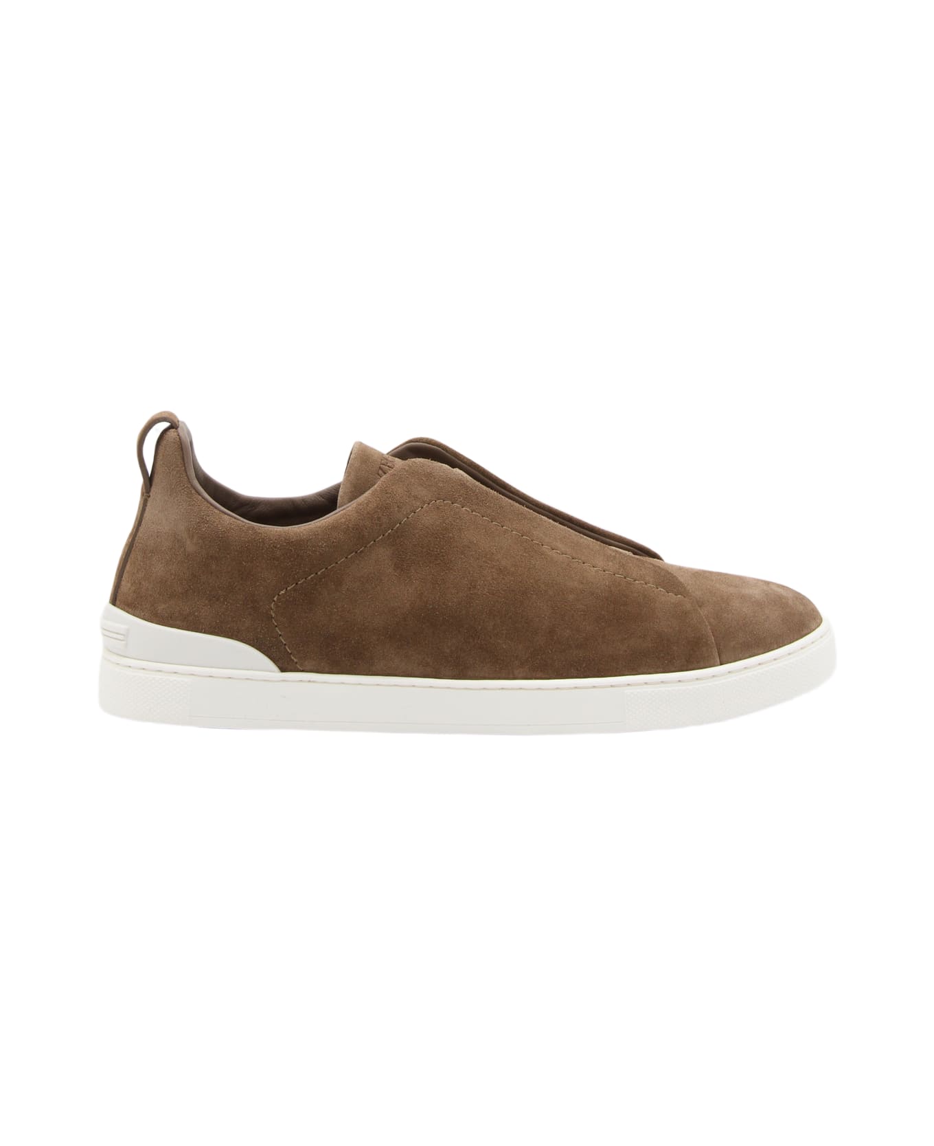 Zegna Brown Suede Slipon Sneakers - Brown