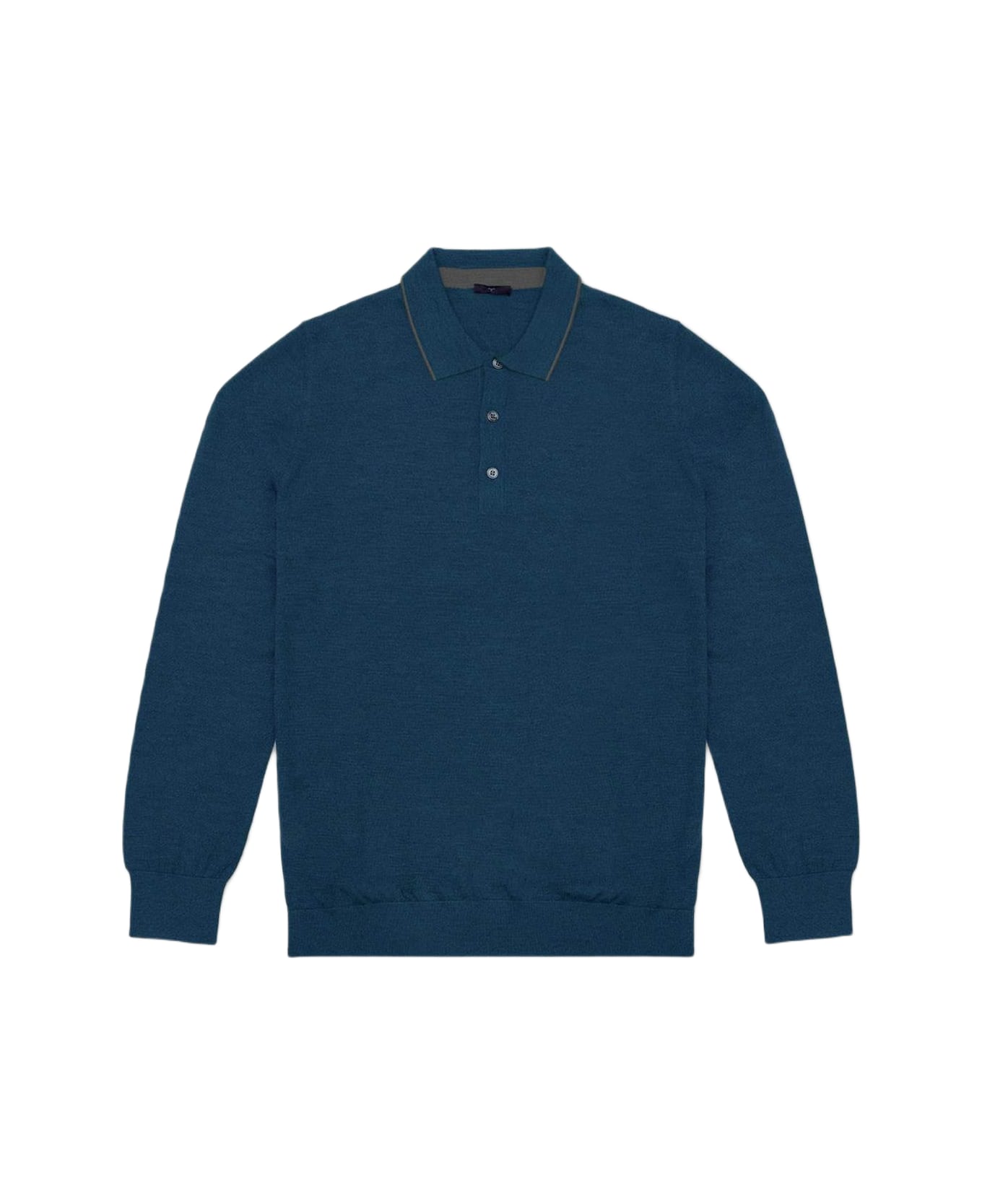 Larusmiani Long Sleeve Polo Shirt Sweater - Blue