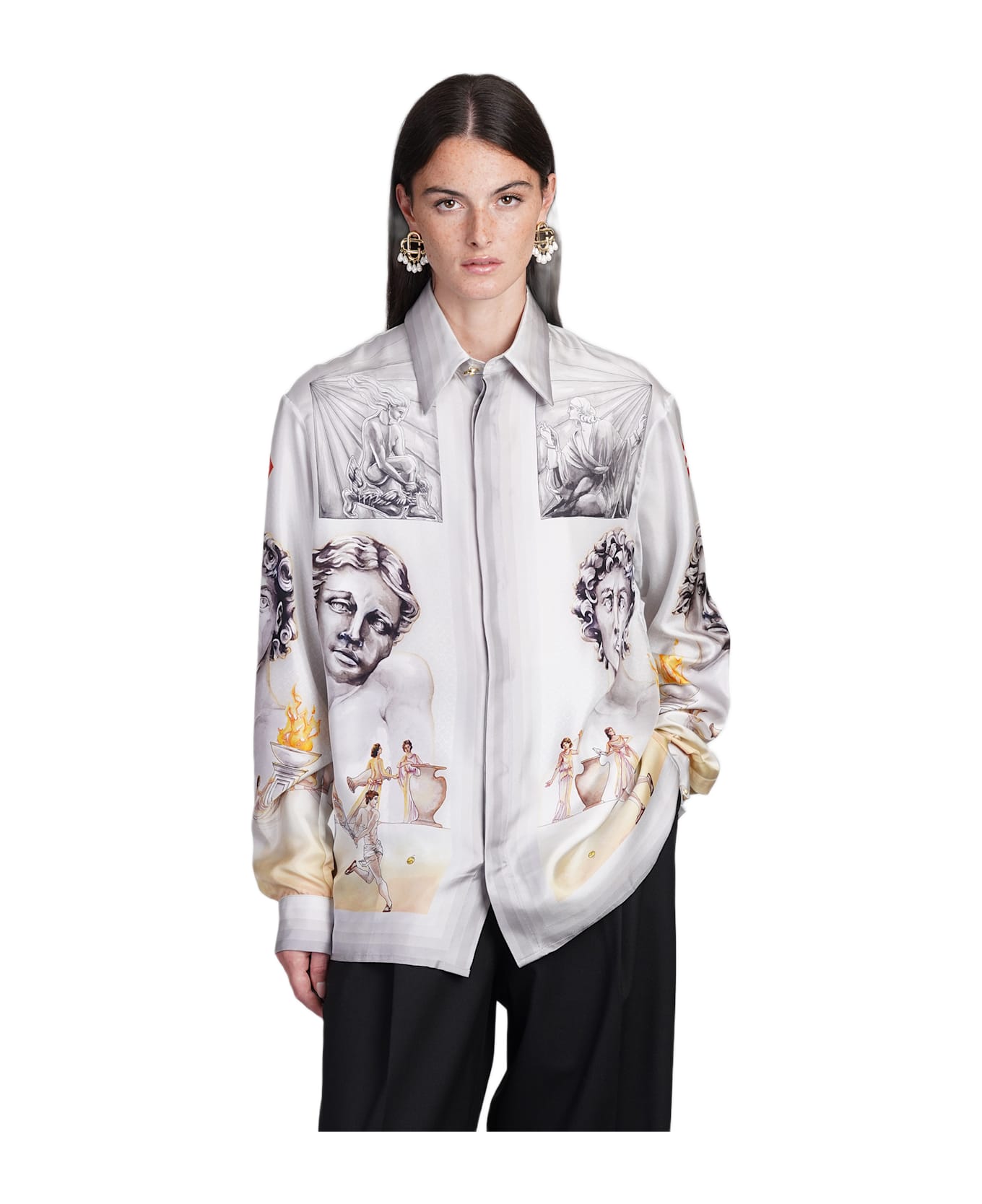 Casablanca Shirt In Grey Silk - FANTASIA