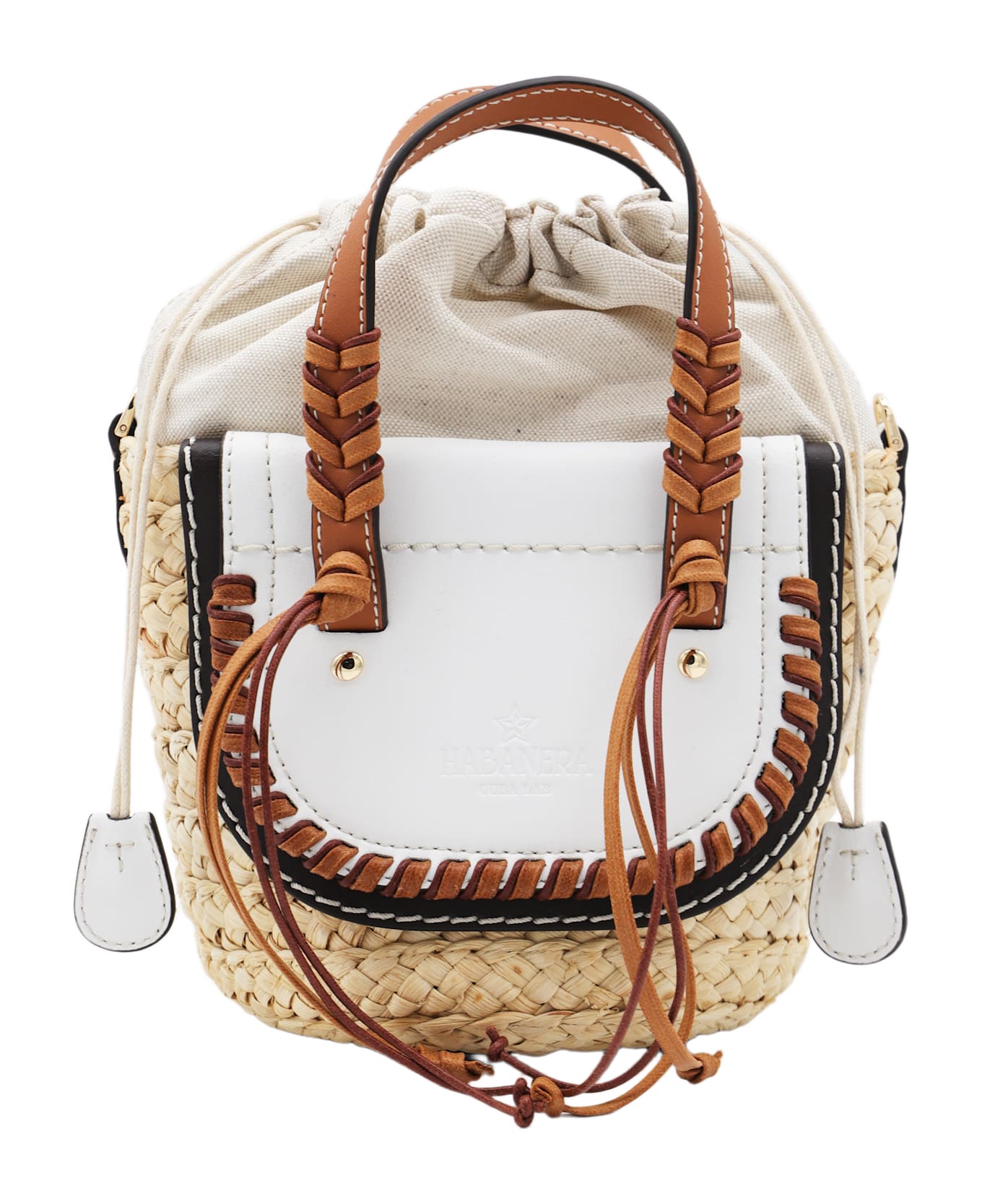 Cuba Lab White Leather Habanera Satchels Bag - Grey