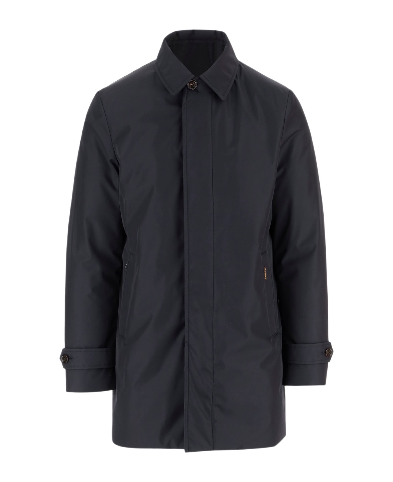 Moorer Long Jacket In Silk Blend - Blue