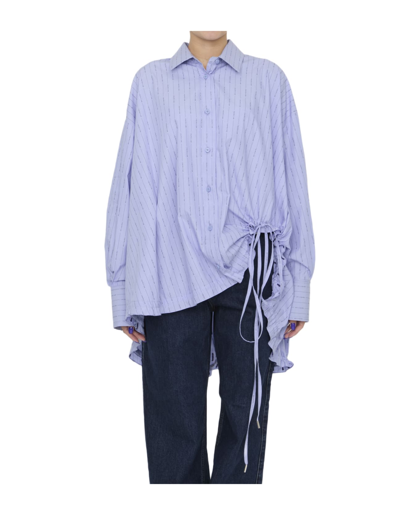 The Attico Striped Cotton Shirt - LIGHT BLUE