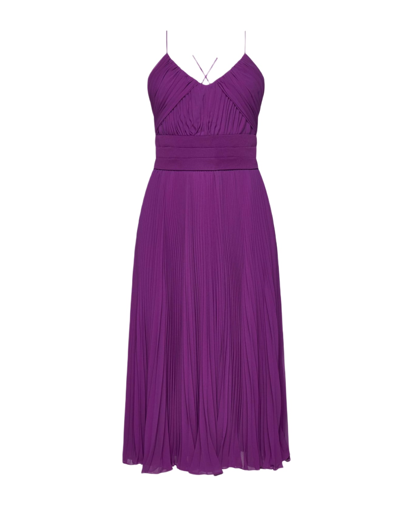 Max Mara Pianoforte Clarino Pleated Fabric Midi Dress - Purple
