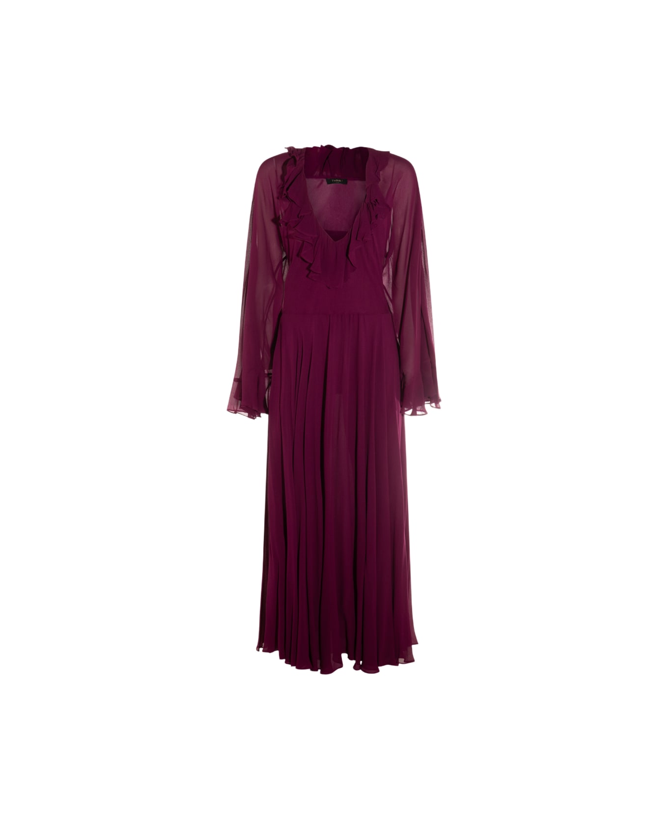 TwinSet Dark Red Viscose Maxi Dress - RED PLUM