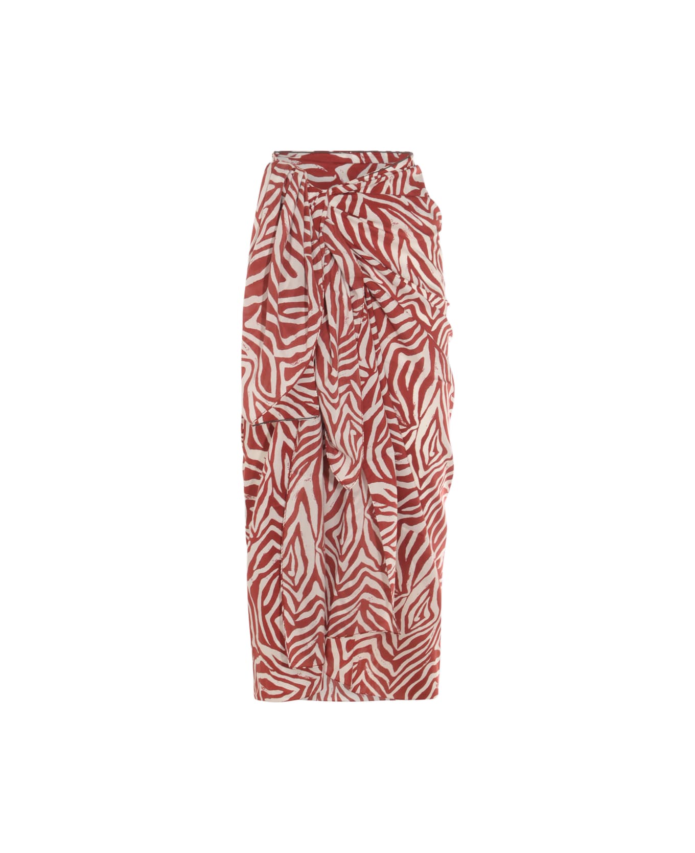 Brunello Cucinelli Red And White Midi Skirt