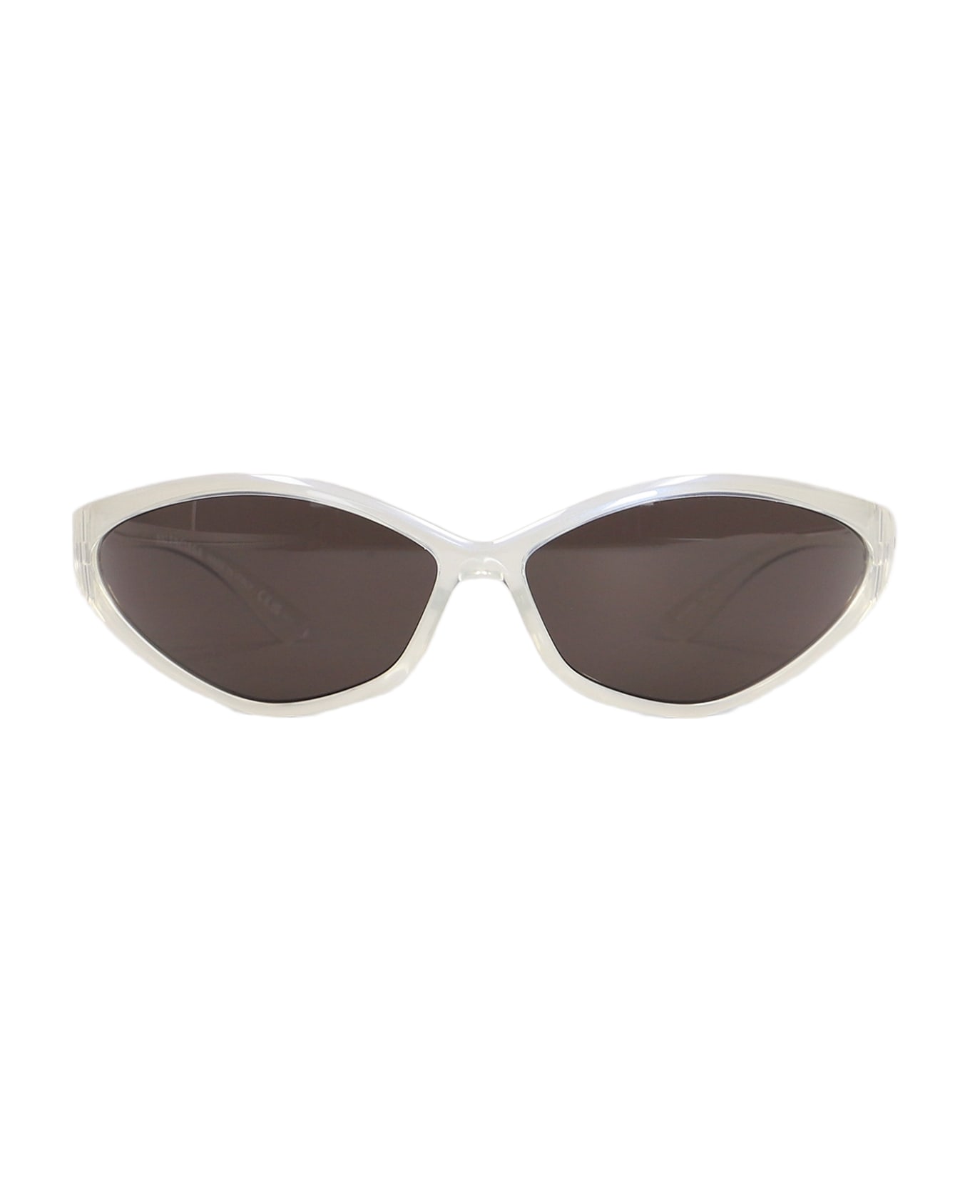 Balenciaga Eyewear Oval Sunglasses With Engraved Logo - silver