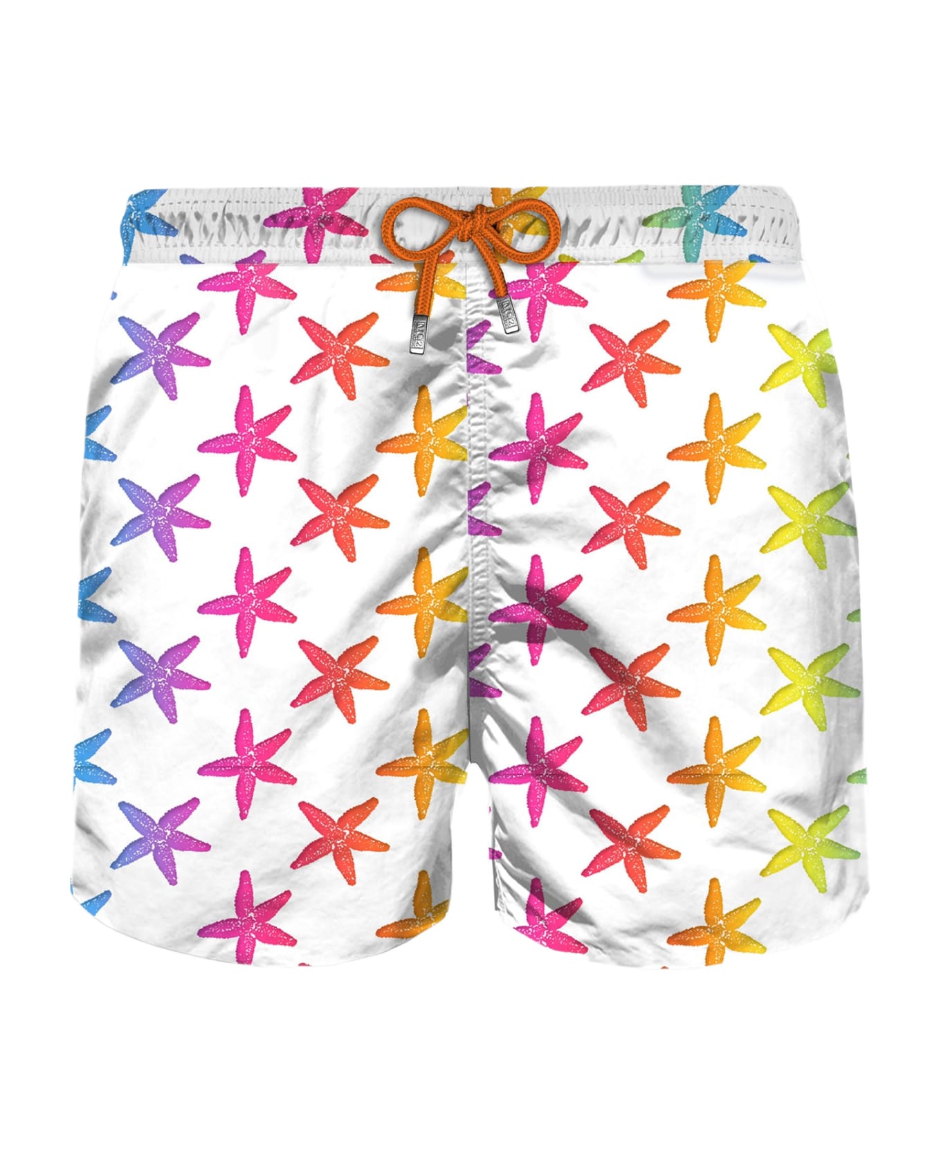 MC2 Saint Barth Man Smooth Swim Shorts With Seastar Print - WHITE スイムトランクス