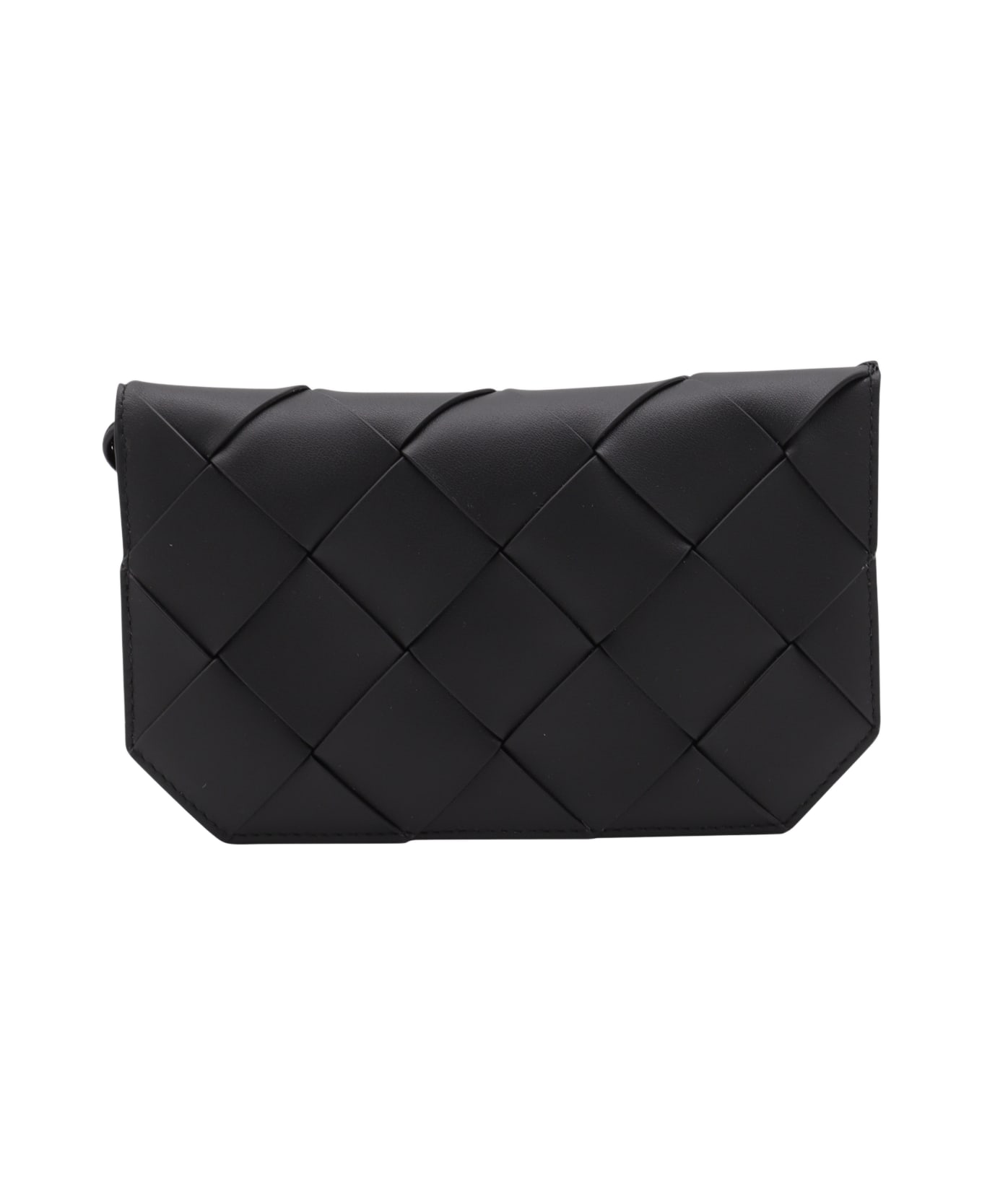 Bottega Veneta Black Leather Diago Long Wallet - Black