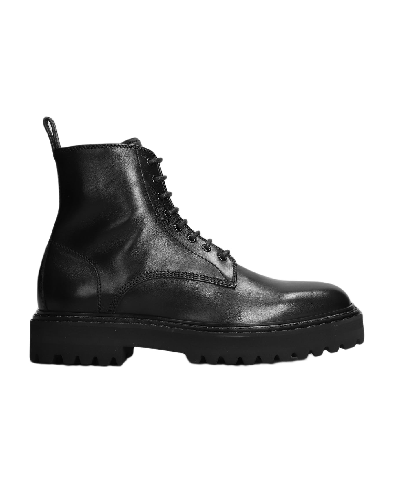 Officine Creative Pistols 002 Combat Boots In Black Leather - black