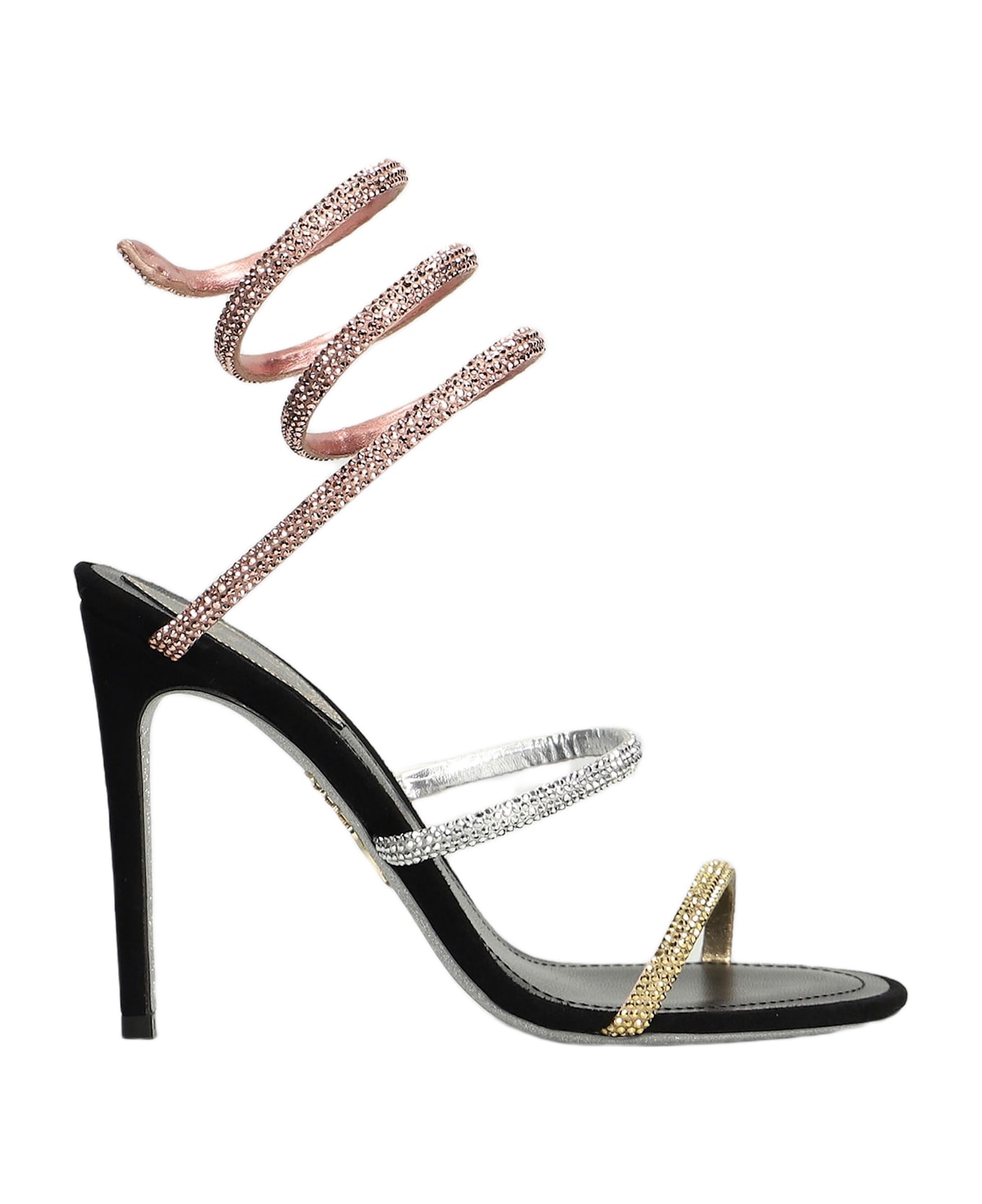 René Caovilla Trigold Sandals In Black Leather - black