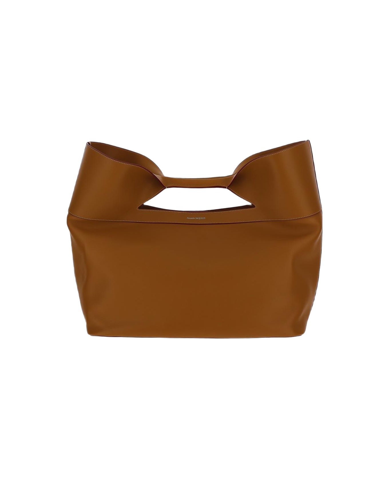 Alexander McQueen The Bow Logo Printed Tote Bag - Leather Brown