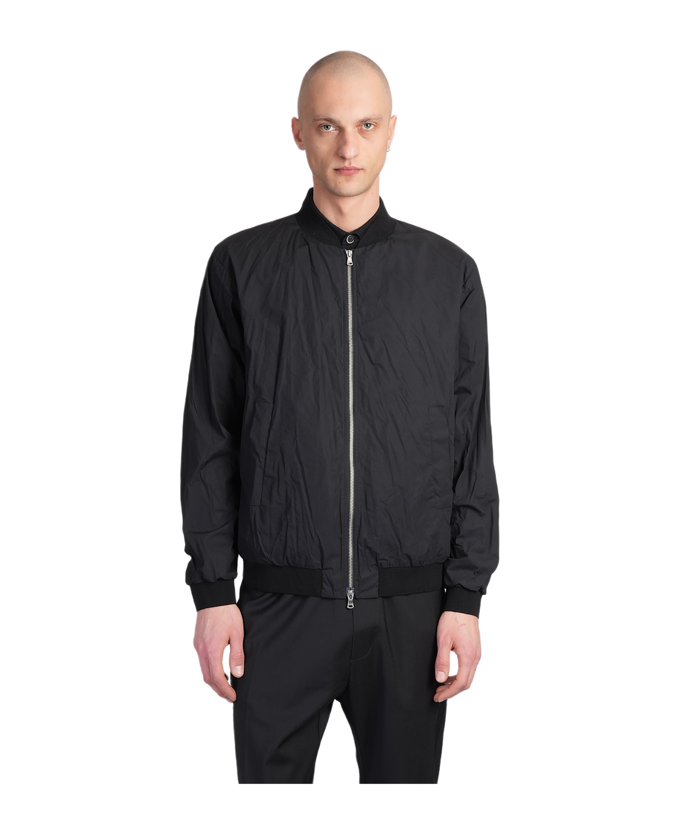 Barena Blus Bomber Jacket In Black Cotton - black