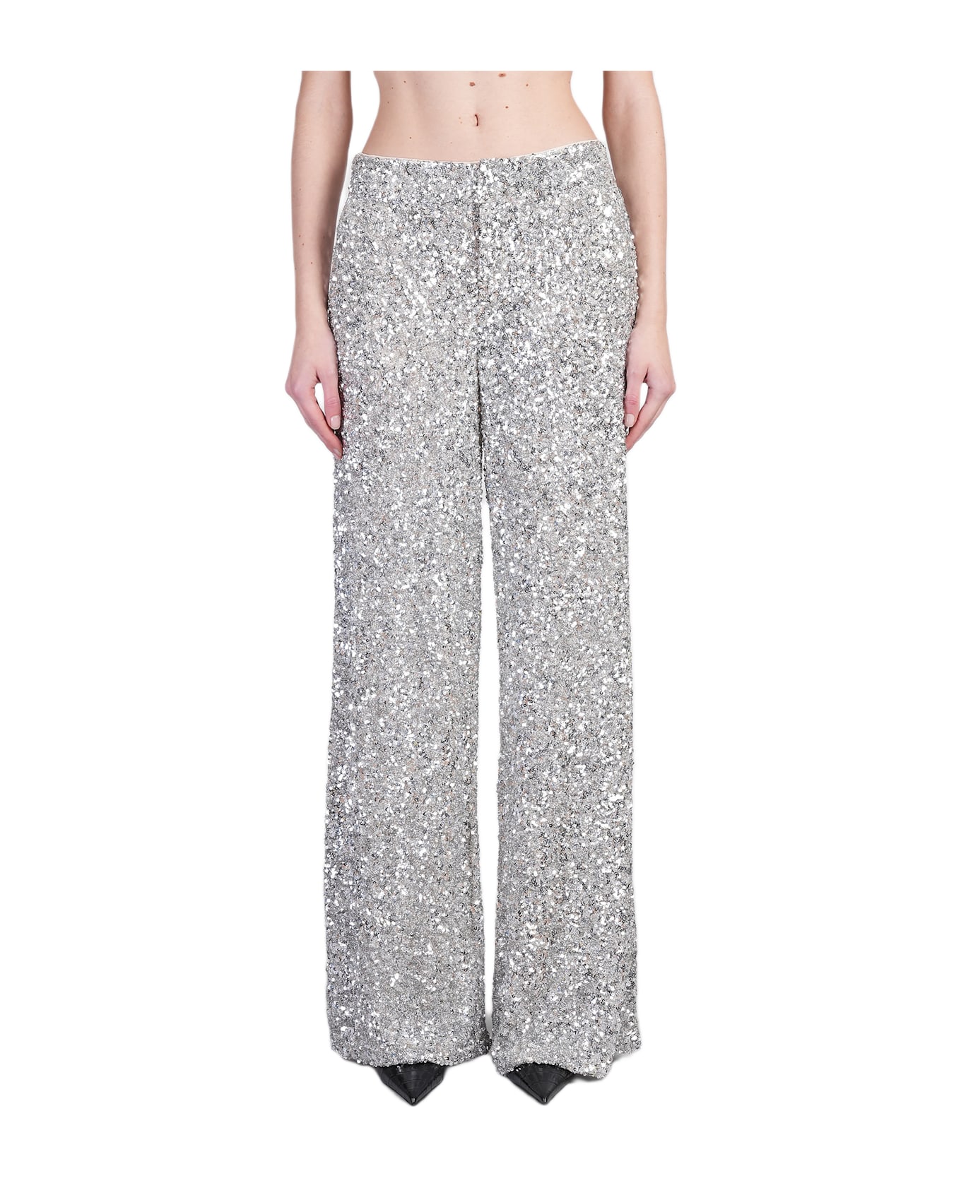 Alice + Olivia Mame Pants In Silver Polyester - silver